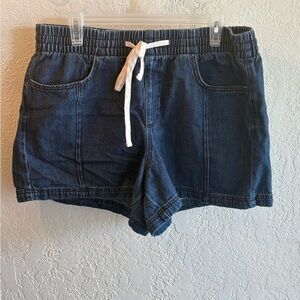 2 pair Denim Jogger Shorts with Drawstring Waist - Dark/light denim